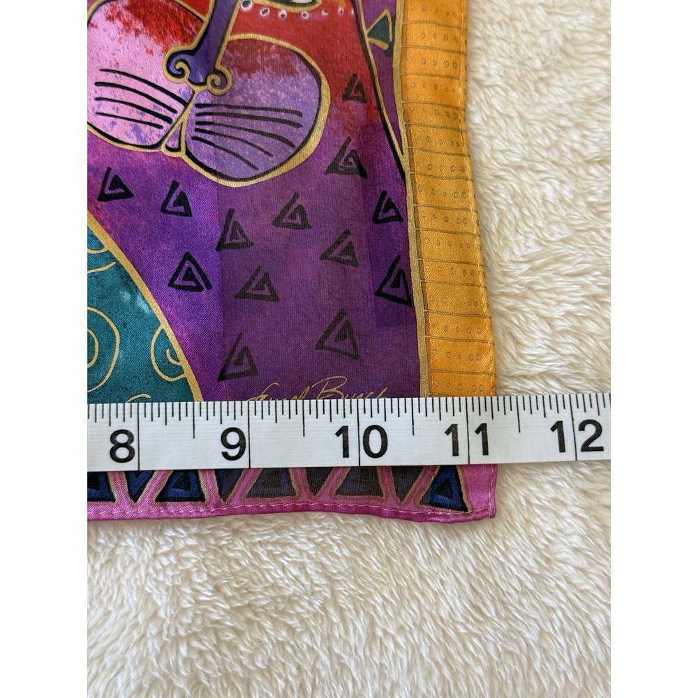 2015 Laurel Burch 100% Silk Scarf Indigo Cats & Butterflies 53x11 Wearable Art - Picture 10 of 11